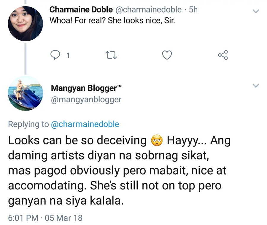 Panget daw ang ugali? Mangyan blogger rants on Twitter about Sofia Andres' alleged "attitude problem" Panget daw ang ugali? Mangyan blogger rants on Twitter about Sofia Andres' alleged "attitude problem"