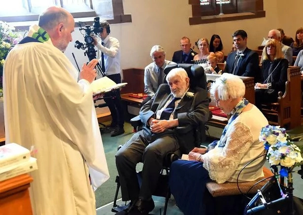 Couple become world's oldest newlyweds after woman, 95, marries 93-year-old toyboy