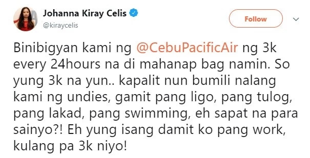 Kiray Celis furiously rants against Cebu Pacific, airline pays 3K for missing luggage