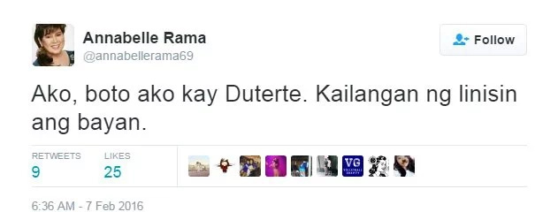 Annabelle Rama proud of Rodrigo Duterte Annabelle Rama proud of Rodrigo Duterte