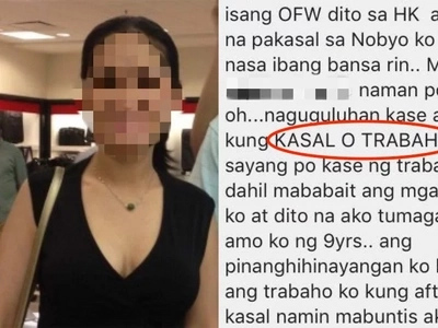 Marriage or job security? This confused OFW is torn which she should pick now