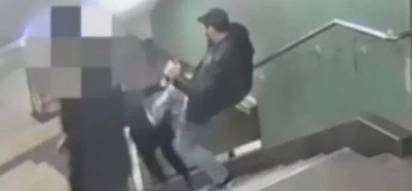 Shocking Footage Of Immigrant Bastard Kicking Woman Down Stairs In Berlin