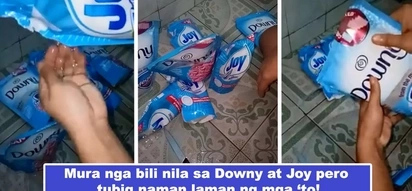 Aanhin ang mura kung tubig ang laman! Netizen warns public about cheap half-the-price Joy and Downy bought from sidewalk