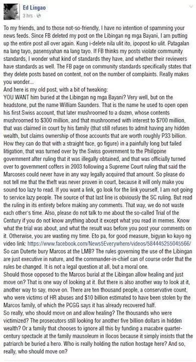 Facebook removes journalist's anti-Duterte status Facebook removes journalist's anti-Duterte status