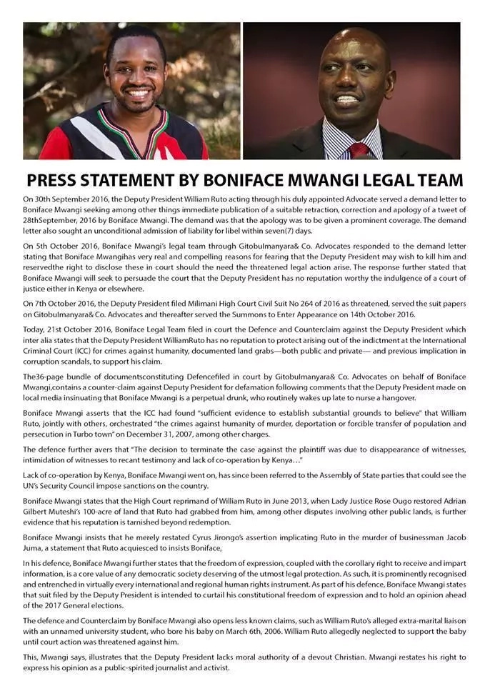 Activist Boniface Mwangi accuses DP Ruto of having an affair, kid with university student 1 Deputy president William Ruto linked to a sex scandal