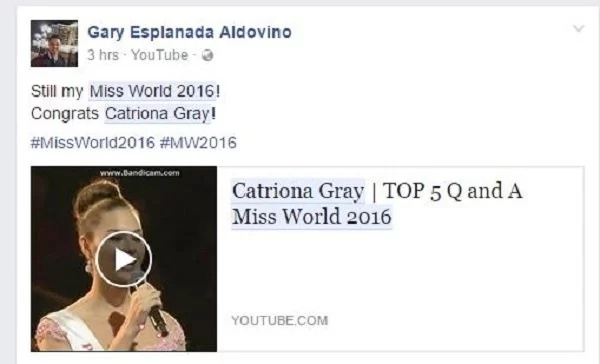 Netizens react to Miss World 2016 results