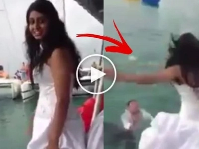 A bride did not expect that her wedding gown could have killed her after she jumped into the ocean.