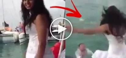 A bride did not expect that her wedding gown could have killed her after she jumped into the ocean.