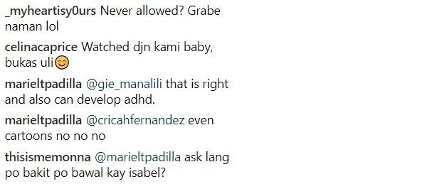 Bawal kahit cartoons! Netizens react on Mariel Padilla's "No TV" policy with baby Isabella Bawal kahit cartoons! Netizens react on Mariel Padilla's "No TV" policy with baby Isabella