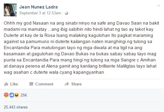 Angry netizens lambast woman who joked about Davao blast Angry netizens lambast woman who joked about Davao blast