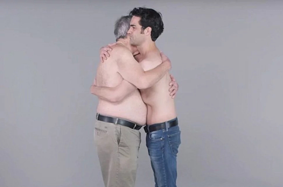 See strangers cuddling each other while topless in bizarre new social experiment (photos/video)