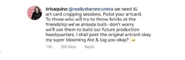 Kris Aquino responds to netizens who bash her renewed friendship with Sharon Cuneta Kris Aquino responds to netizens who bash her renewed friendship with Sharon Cuneta