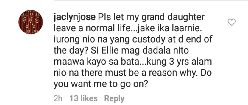 “Jake, ubos na pasensiya ko sa inyo." Jaclyn Jose lambasts Jake Ejercito, Laarni Enriquez on Instagram “Jake, ubos na pasensiya ko sa inyo." Jaclyn Jose lambasts Jake Ejercito, Laarni Enriquez on Instagram
