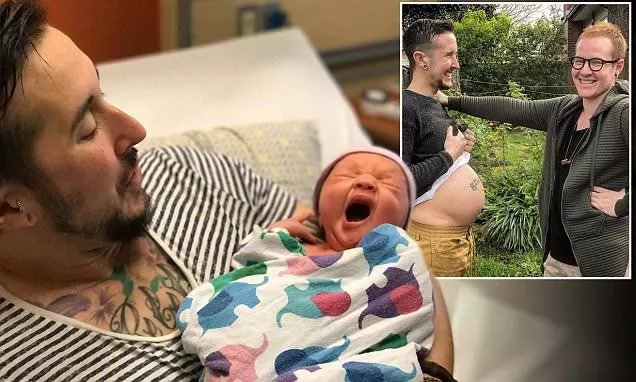 Transgender 'man' welcomes baby boy with husband (photos)