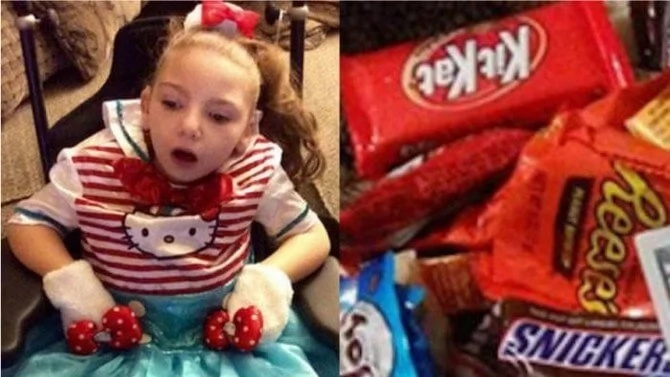 Father found an uncommon thing inside disabled daughter's trick or treat bag. He was very thankful for what he found ... Father found an uncommon thing inside disabled daughter's trick or treat bag. He was very thankful for what he found ...