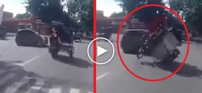 Brutal na banggaan! Overloaded tricycle violently crashes into moving car in Tanay