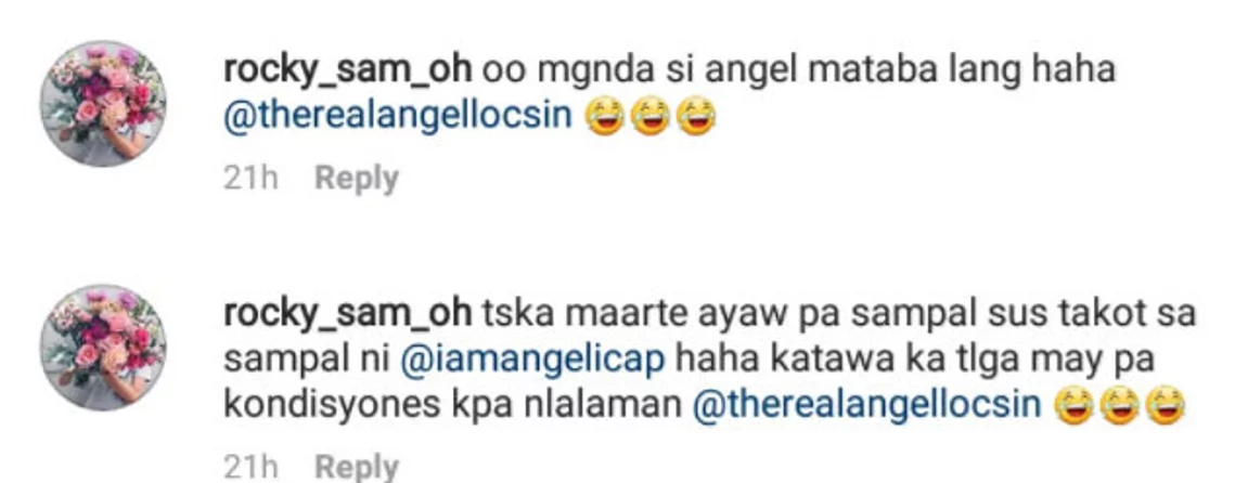 Angel Locsin slams netizen calling her "maarte, mataba, ayaw pasampal" Angel Locsin slams netizen calling her "maarte, mataba, ayaw pasampal"