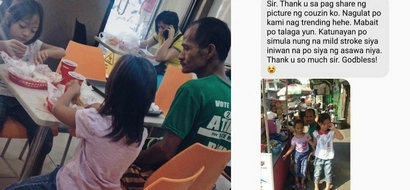 Photo of a father watching his children eat delicious food in a fast food chain touches the hearts of netizens