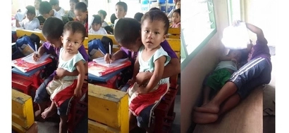 Kid brings his younger brother along with him to school after their mom died of ectopic pregnancy