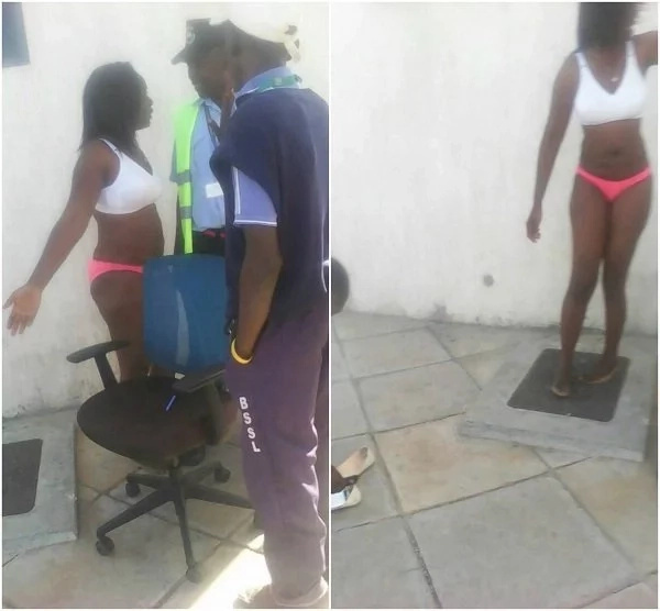 Kenyan lady storms her ex-lovers workplace and undresses (Photos)