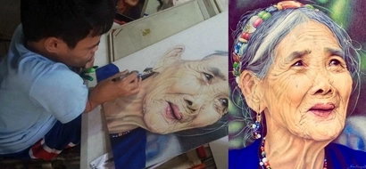 Kapampangan artist born with brittle-bone disease creates amazing portrait of Apo Whang Od