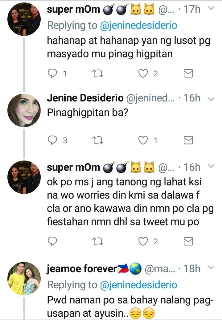 "Nuknukan ng tigas ng ulo." Jenine Desiderio to daughter Janella via Twitter "Nuknukan ng tigas ng ulo." Jenine Desiderio to daughter Janella via Twitter
