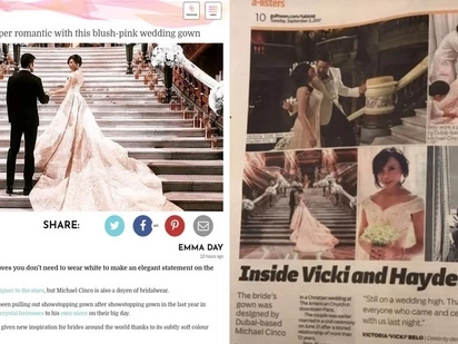 Pang-international talaga si Doc! Vicki Belo's pink blush wedding gown stuns populace around the world and she's featured in many int'l websites!