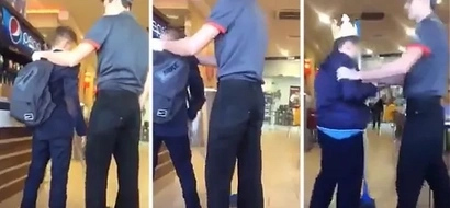 Burger King employee forces cheeky kids to scrub the floors for making fun of his job