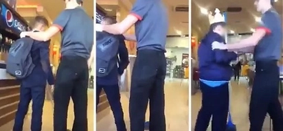 Burger King employee forces cheeky kids to scrub the floors for making fun of his job