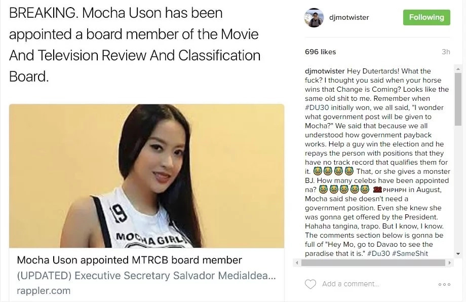 Mo-celebrities-react-Mocha-Uson-MTRCB Mo-celebrities-react-Mocha-Uson-MTRCB