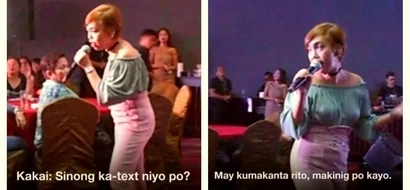 Kakai Bautista called out an audience member for not listening while she was singing a song: 'Sinong ka-text niyo po?'