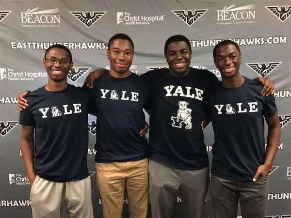 The brothers, (left to right) Nigel, Zachary, Nick and Aaron, have all chosen to attend Yale The brothers, (left to right) Nigel, Zachary, Nick and Aaron, have all chosen to attend Yale