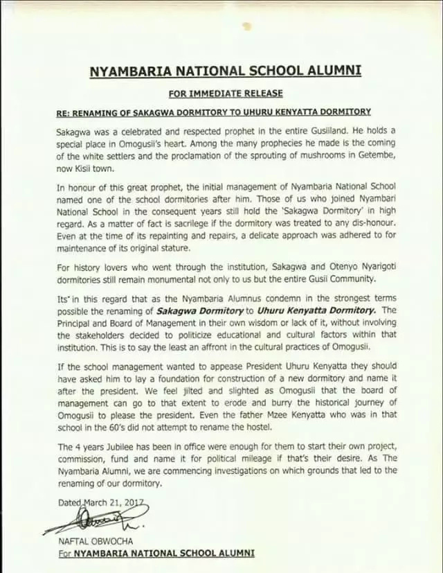School in Nyamira in dire trouble after it did this to Uhuru Kenyatta