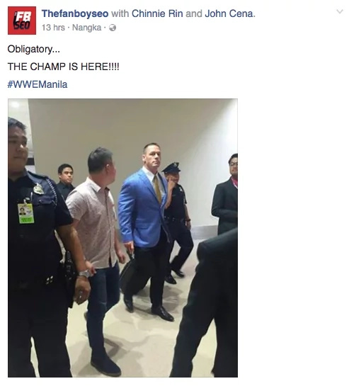 John Cena arrives in Manila for WWE Live 2016 John Cena arrives in Manila for WWE Live 2016