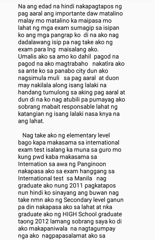 Hindi nawalan ng pag-asa! OFW shares how she managed to pursue studies despite poverty Hindi nawalan ng pag-asa! OFW shares how she managed to pursue studies despite poverty