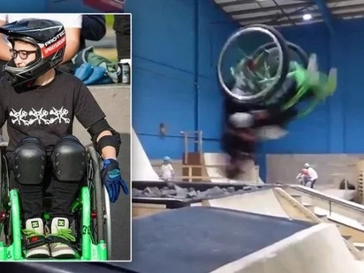 Girl, 13, becomes world’s second female to complete wheelchair backflip