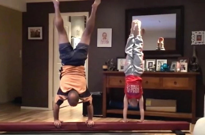Dad Tries To Keep Up With His Daughter's Gymnastics Moves Dad Tries To Keep Up With His Daughter's Gymnastics Moves