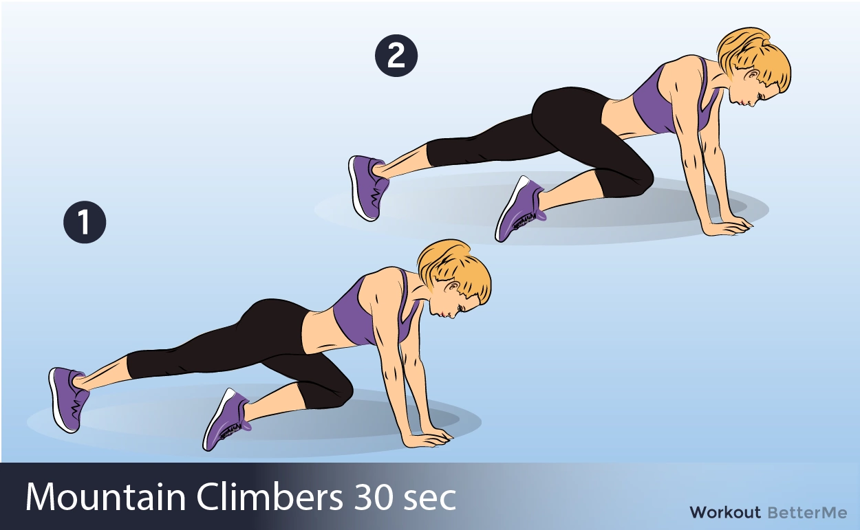 8 Упражнений. 4. Двойные скручивания. 8 Упражнений по 30 секунд. 6 Pack ABS Climbers.