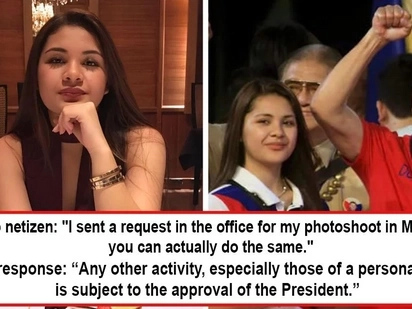 Nagsinungaling ang apo? Gov't employee follows Isabelle Duterte's advice to 'request' prenup shoot in Malacañang, palace says seek approval of PDU30