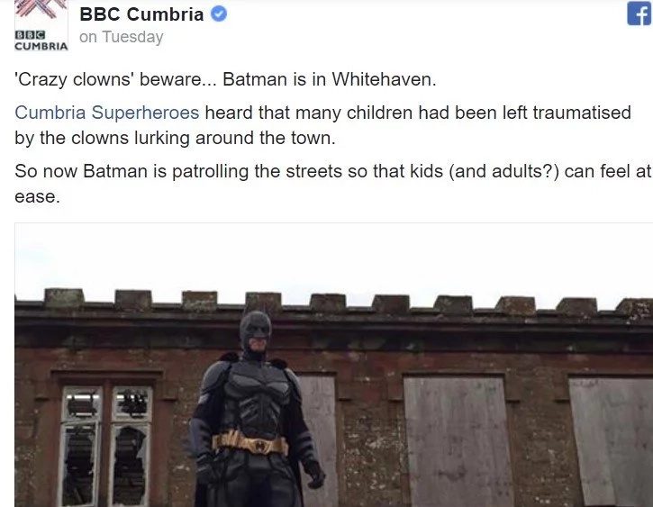 Guy Dressed As Batman Is Protecting People From Creepy Clowns