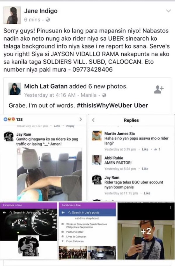Netizens are enraged at this Uber driver for something he posted online Netizens are enraged at this Uber driver for something he posted online