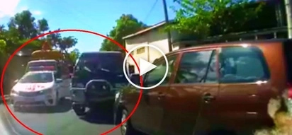 Furious Pinoy policeman apprehends van driver for counterflowing at La Union road