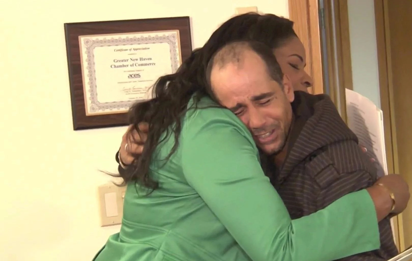 Elmer was tearful when Roberta told him of his new home. Photo: NBC Elmer was tearful when Roberta told him of his new home. Photo: NBC