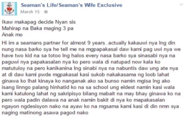 A Seaman's Sweet Lies Of Love? A Woman Expresses Her Disappointing Experience With The Father Of Her Children. A Seaman's Sweet Lies Of Love? A Woman Expresses Her Disappointing Experience With The Father Of Her Children.