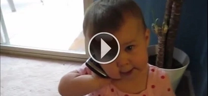 The most charming telephone talk in the world. Emilia talks to the important man in her life