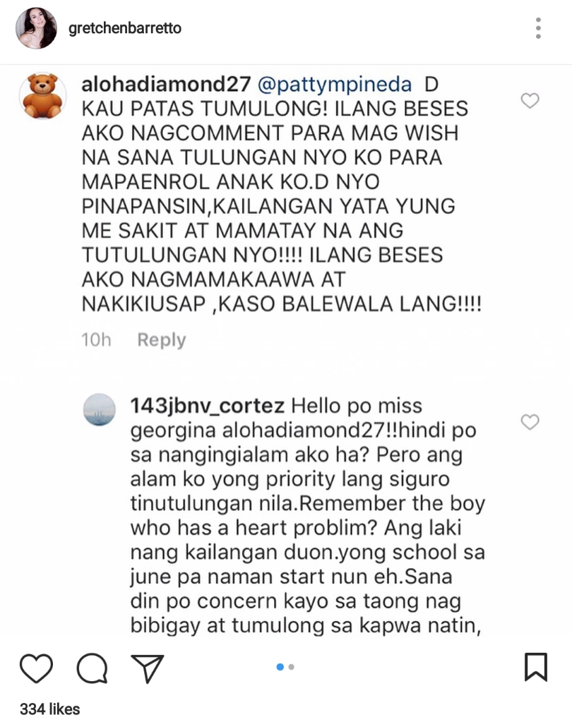 Gretchen Barretto, binatikos ng isang netizen dahil hindi nabigyan ng pang-enroll ang kanyang anak Gretchen Barretto, binatikos ng isang netizen dahil hindi nabigyan ng pang-enroll ang kanyang anak