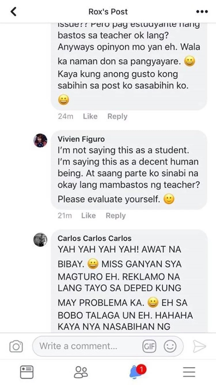 Teacher calls student as 'bobo' on social media Teacher calls student as 'bobo' on social media