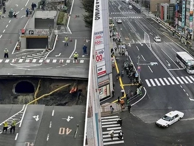 Ganito rin sana kabilis sa Pinas! Japanese fix road swallowed by terrifying giant sinkhole