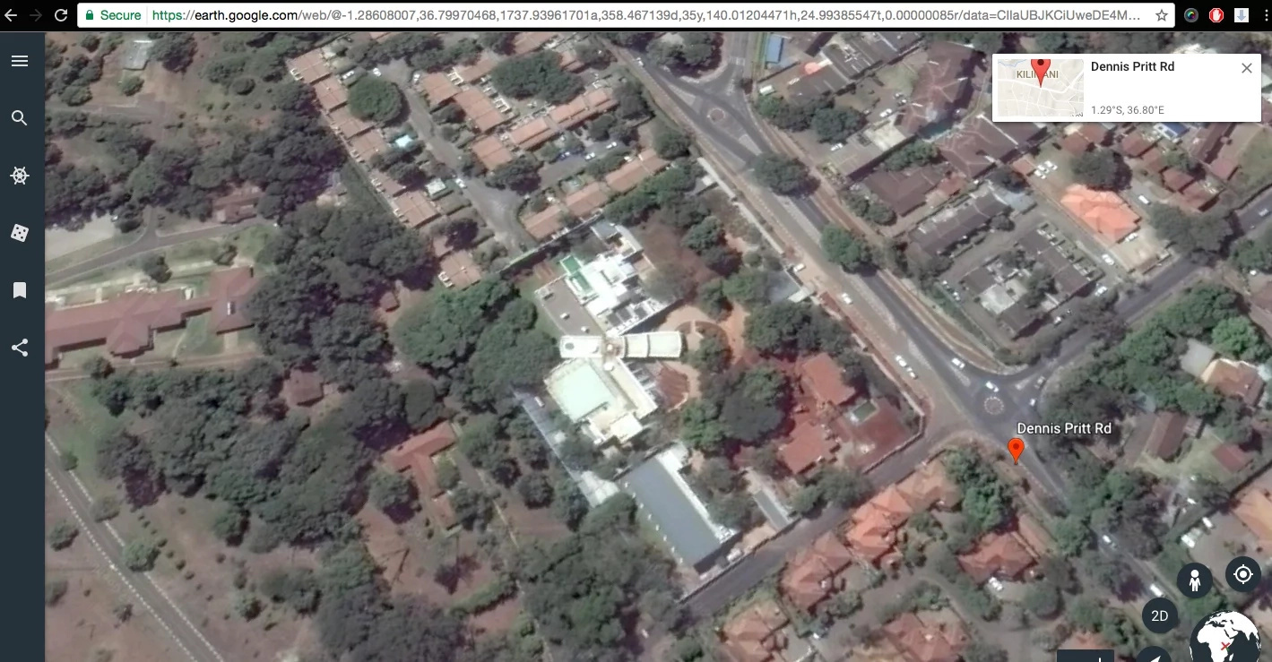 A satellite photo of an expeinsive palace that Uhuru is ...