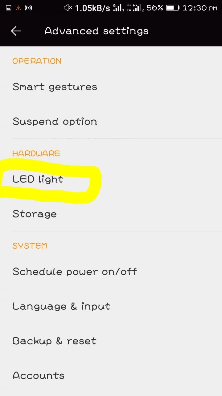 turn on led notification light in Android